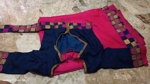 Vibrant Pink Saree with Blue Blouse