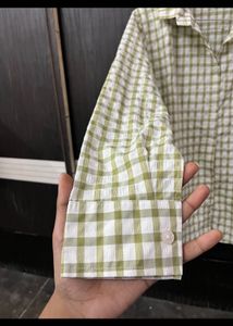 Green Checkered Button-Up Shirt