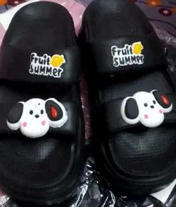 Cute Black Platform Slippers with Charm