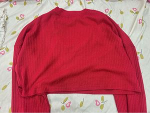 Red Cropped V-Neck top