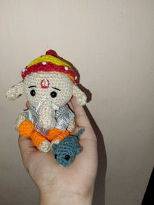 Handmade Crochet Ganesha + mushak