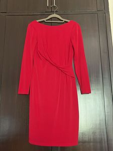Vince Canuto Elegant Red Long Sleeve Dress