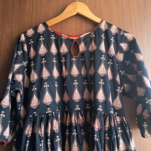 Black Printed Floor Length Anarkali Dress