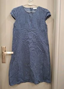 Blue Dotted Short Sleeve Dress