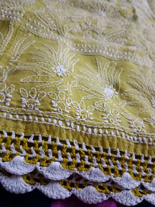 Lime Cotton With Chikankari Work Kurta