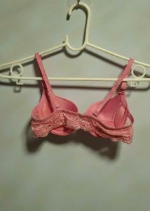 Pink Lacey Front Closure Push Up Bra