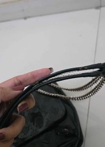 Guess Black Patent Chain Shoulder Bag