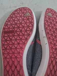Adidas Grey &amp; Pink Slip-On Flats