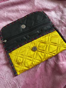 Yellow Quilted Embroidery Purse