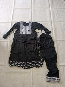 Black Embroidered Kurta Set
