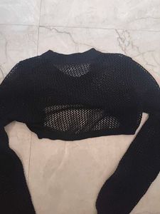 Sheer Black Cropped Sweater