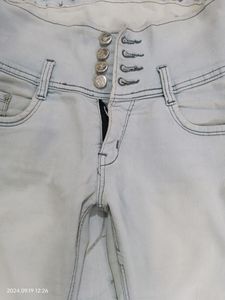 Light Blue &amp; Black High 28 Waist Jeans