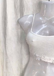 White Butterfly Lace Crop Top