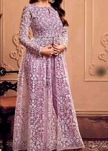 Floral Embroidered Anarkali Suit with Pants