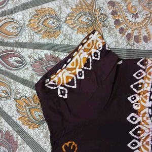 Beautiful Brown Kurta with Yellow Dupatta