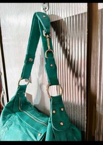 Teal Leather Shoulder Bag