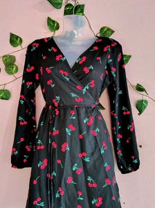 Cherry Print Wrap dress 🎀