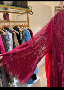Plus Size Burgundy Lace Party Dress