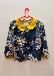Floral Print Peter Pan Collar Top