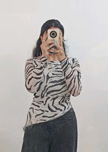 Sheer Tiger Print Long Sleeve Top