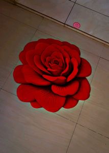 Red Rose Shaped Rug