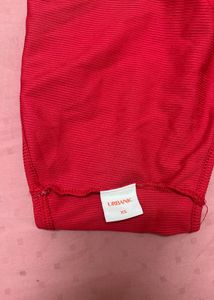 Red Ribbed Tube Top with detachable sleeves