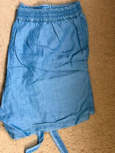 Light Wash Denim Tie-Waist Shorts