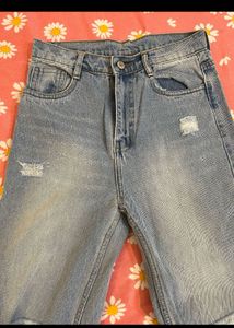 Light Wash Ripped Wide Leg Jeans