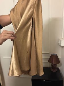 Satin Gold Midi Skirt