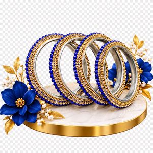 Elegant Blue &amp; Gold Bangles Set