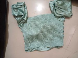 Elegant Mint Green Ruched Top