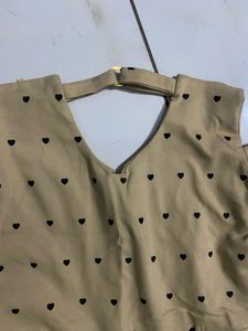 Cute Heart Print Cold Shoulder Dress