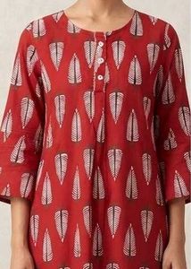 Red Leaf Print Kurta only 99 Rs