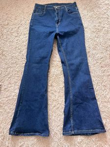 Flared Blue Denim Jeans