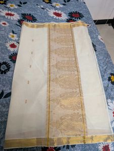 Elegant White & Gold Saree