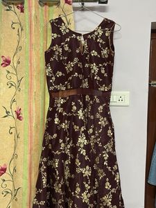 Designer Embellished Maroon Brocadeanarkali suit w