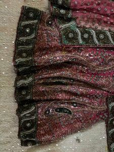y2k Stunning Pink Sequined Lehenga Choli Set