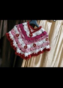 Chunky Knit Poncho with Tassel Trim