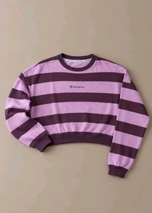 PURPLE & LAVENDER STRIPED CROPPED SWEATSHIRT
