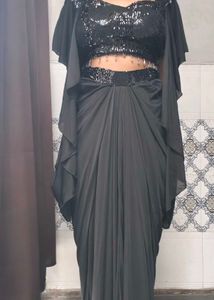 stylish draped skirt with sequence top 😍