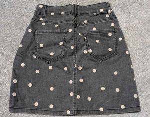 Polka Dot Denim Mini Skirt