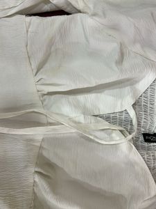 White Cropped Puff Sleeve Top