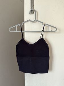 Black Ribbed Crop Tank Top