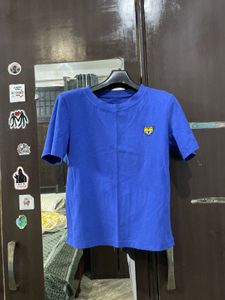 Blue T-Shirt with Embroidered Tiger Face