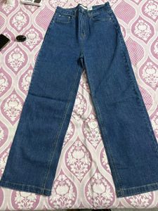 Blue Denim Wide Leg Jeans