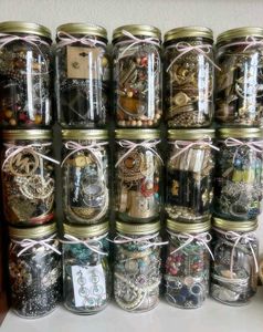 Assorted Jewelry Collection in Mason Jars