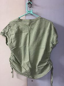 Sage Green Ruched Dot Top