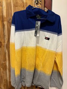 Men's Striped Long Sleeve Polo Shirt