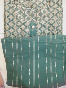 Green Printed Kurta Set