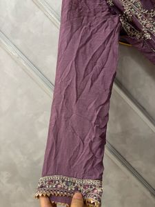 Embroidered Purple short anarkali kurta